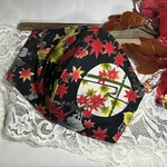 【🍁秋冬新柄🍁】もみじ④和窓・黒系(柄物⑧-22)限定3枚出品‼️綿100% 快適マスク　サイズ・裏地選択可 オーダーマスク　一度試して欲しいマスクです^_^