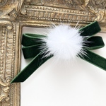 大人も可愛い♡ミニリボンキッズクリップ♡クリスマス♡バッグに付けても♡高級ベルベット♡ミンクファークラシックグリーン♡プチギフト⭐️クリップ1点