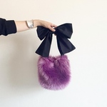 【ラスト1点です！受注生産】ミニサイズ《3way》eco fur ribbon tote bag（パープル）