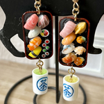 ミニチュア お寿司プレート・お茶付きピアス