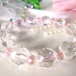 💗素晴らしい輝き💗プレミアムダイアモンドスターカットクリスタル☆大珠１２ｍｍ☆　☆桃色ピーチボタンカットガラスビーズ☆　☆１６ｃｍ☆