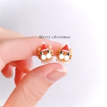 🌟𝗻𝗲𝘄🎅🏻にゃんたくろーす ピアス／イヤリング クリスマス ねこ