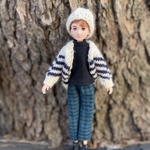 008リカちゃんボーイフレンド　はるとくん　ハンドメイド  服　手編みニット　ボーダーカーディガン　コーディネート