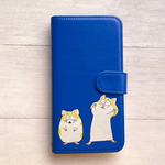 スマホケース　ハムスター　青色