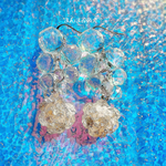 薔薇【bubble🫧】薔薇型ソラの木ドライフラワー白金箔風ホログラム金属アレルギー対応サージカルステンレスピアス、イヤリング可