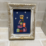 【送料無料】刺繍　フレーム　インテリア　トイプードル　クリスマス　クリスマスツリー