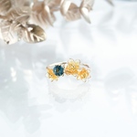 -Jewelry Flower-ウィンターコスモスとロンドンブルートパーズのリング