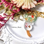 🎄.*Xmasにゃんこ🐱クリア×グリーンリース ミニチェーンチャーム 送料無料 レジン ジャンピング猫