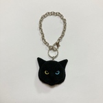 羊毛フェルト 猫バッグチャーム 黒猫 オッドアイ