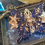 （6cm金具）天球儀の蝶と星のバレッタ（hair ornaments of butterfly and stars〜armillary sphere〜）
