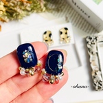 2点ꫛꫀꪝ✧‧˚もりっとビジュー♡ネイビー💙ピアス/イヤリング