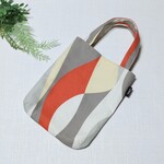  ミニトート 布バッグ ライン柄オレンジ 小さめトート  丸バッグ  ダーツ  バッグインバッグ  ぺたんこバッグ  ペタンコ   タブレット    小さいトート