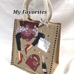 ♡ブーケ💐ハイヒール×ショッパー×バッグ×シャンパン💄👠🥂ワインレッドで統一✨👗👠♡秋冬バッグ・ジュートバッグ