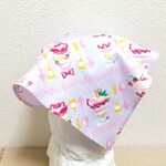 パフェ（ラベンダー）サイズが選べる　ゴム紐付　子供用三角巾