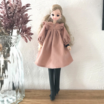 フリル袖　コーデュロイ長袖ワンピース　【ピンク】ドール服　リカちゃん　ブライス　受注