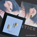 stick ピアス　ドット×ゴールド（色味）＆クリーム