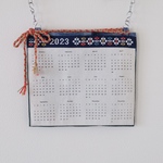 最後の1点！こぎん刺しのカレンダー2023☺︎お花畑【こぎん刺し☺︎刺繍】ファブリックカレンダー⌘受注製作⌘