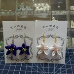 つまみ細工、夏の花キキョウのピアス、イヤリング（送料無料）