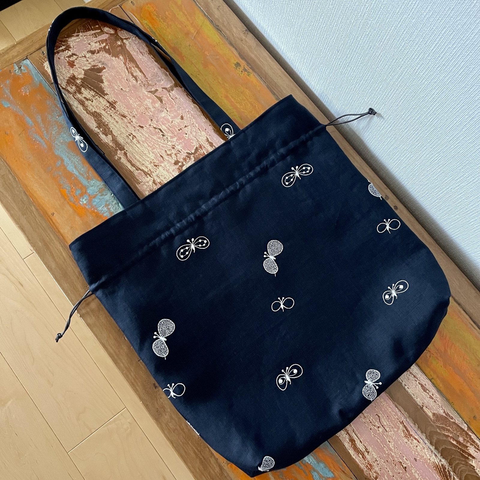 ［はるはるさま専用］ミナペルホネン生地使用 ✳︎ swing 巾着バッグ セミオーダー] ミナペルホネン生地使用 ✳︎ choucho巾着バッグ