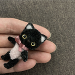 二足歩行　ベビーピンク黒猫ちゃん　モールアート　モールベア 