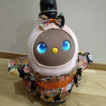 ラボット服 / 女の子用着物・黒地花柄