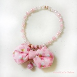 ペット用ぷっくりりぼんネックレス🎀桜色🌸(バックリボン付き) 犬 猫 うさぎ