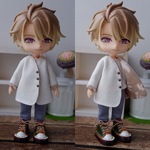 オフホワイト　袖まくりカーディガン（ねんどろいどどーるオビツ11共有サイズ）