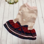 完成品‼️犬服🐶🐾リボン✨🎀✨刺繍入りフランネルニット生地のワンピース👗💞