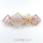 透かし模様 ゴールドの花とラベンダーピンク　ゴールドミニバレッタ6㎝タイプ ＊送料無料＊　#ヘアアクセサリー　#プチギフト