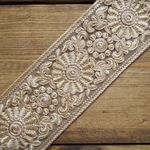 80㎝カット済み【インド刺繍リボン】カラー　チュール 【ベージュ】　