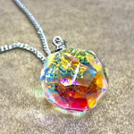 🌈ダイクロガラスレッド水色の多角ドロップペンダント🌈