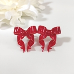 Bigリボン ベリーレッド  ピアス&イヤリング