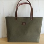 カーキ帆布＆ウイリアムモリスのマチ広大きめトート　　