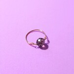 キラキラ スモーキークォーツ  天然石 ワイヤー ピンキーリング
