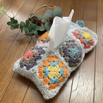 送料無料✨グラニースクエアのティッシュケース　ティッシュカバー　モチーフ