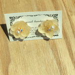 オレンジ白紫陽花イヤリング