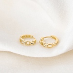 ピアス　フープピアス　チェーンフープ　チェーンピアス　ワンタッチピアス　キャッチレス　14kgp 小ぶり　小さい　シンプル　かわいい　華奢