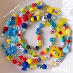 スマホショルダーストラップ❤️ビーズストラップ💙スマホストラップ⭐️ビーズショルダーストラップ🧸ネックストラップ🍬アメリカンポップカラー☺︎スマホ用タグ付☺︎/ MIMI.