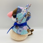 金粉 和 ・ 金華物語 の ケープ * 青×水色 * 文鳥 着せ替え ぬいぐるみ 用* 和柄 花柄  菊 ぬいぐるみ服 ぬい服 ぬいコス  202201201