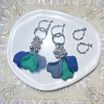 【なつ様専用】💙💚🖤ボリュームペタルピアス