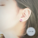 手軽にオシャレ🌸キャンディーのようなピンクのお花のピアス