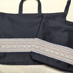 ご予約品　上質紺サージ スモッキングレッスンバッグ