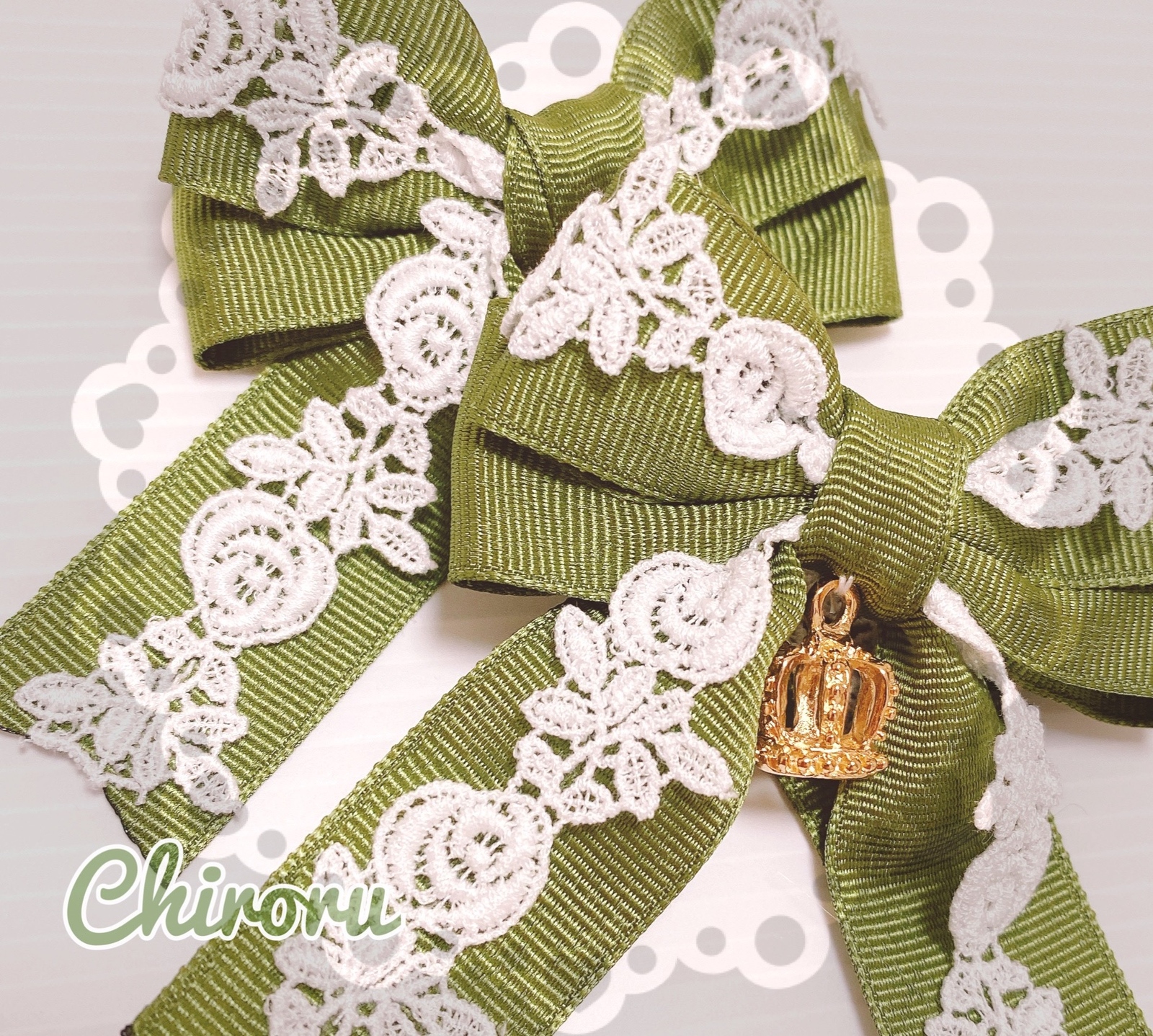 ローズクラウン♡ヘアクリップ (グリーン) ロリィタ メイド