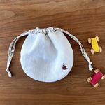カブトムシ刺繍入り巾着  リネン×メドウティルズ＊リバティ巾着　ポーチ　マスクケース　出産祝い / メドウティルズ(フレンチカラー)