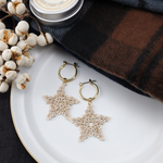 タティングレースとビーズのピアス the First Star＜ザ・ファーストスター＞ Beige ※イヤリングに変更可