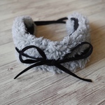 hauuuさま専用ページ　ベビー☆キッズサイズ　ファーヘアバンド（ひもで結ぶタイプ・ライトグレー）