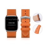 Apple Watch ヨーロピアンエンボスレザーバンド オレンジ【Orange】