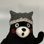 くまモン　お耳のニット帽（グレー）
