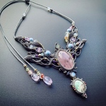 rosequartz × variscite / bohemian necklace   #マクラメネックレス＃