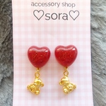 ✨再販✨ハートとテディベアのピアス／イヤリング